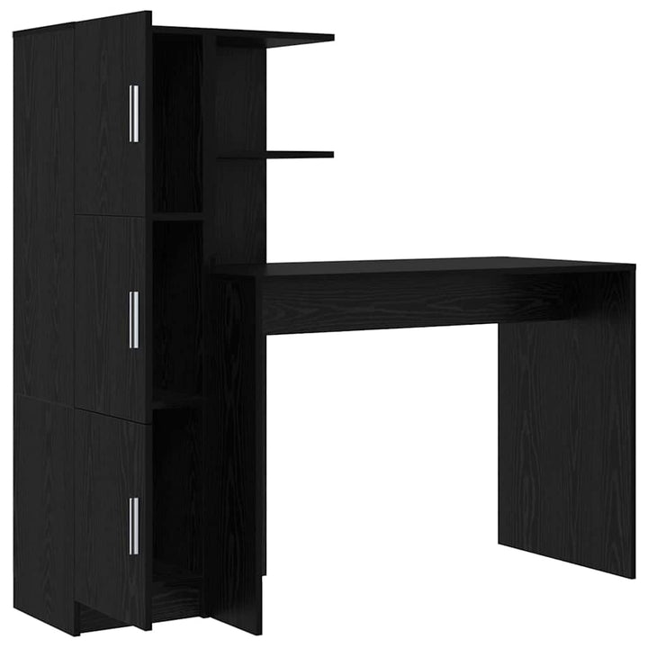 Skrivebord med opbevaring 2 pcs Sort eg 102 x 50 x 124 cm