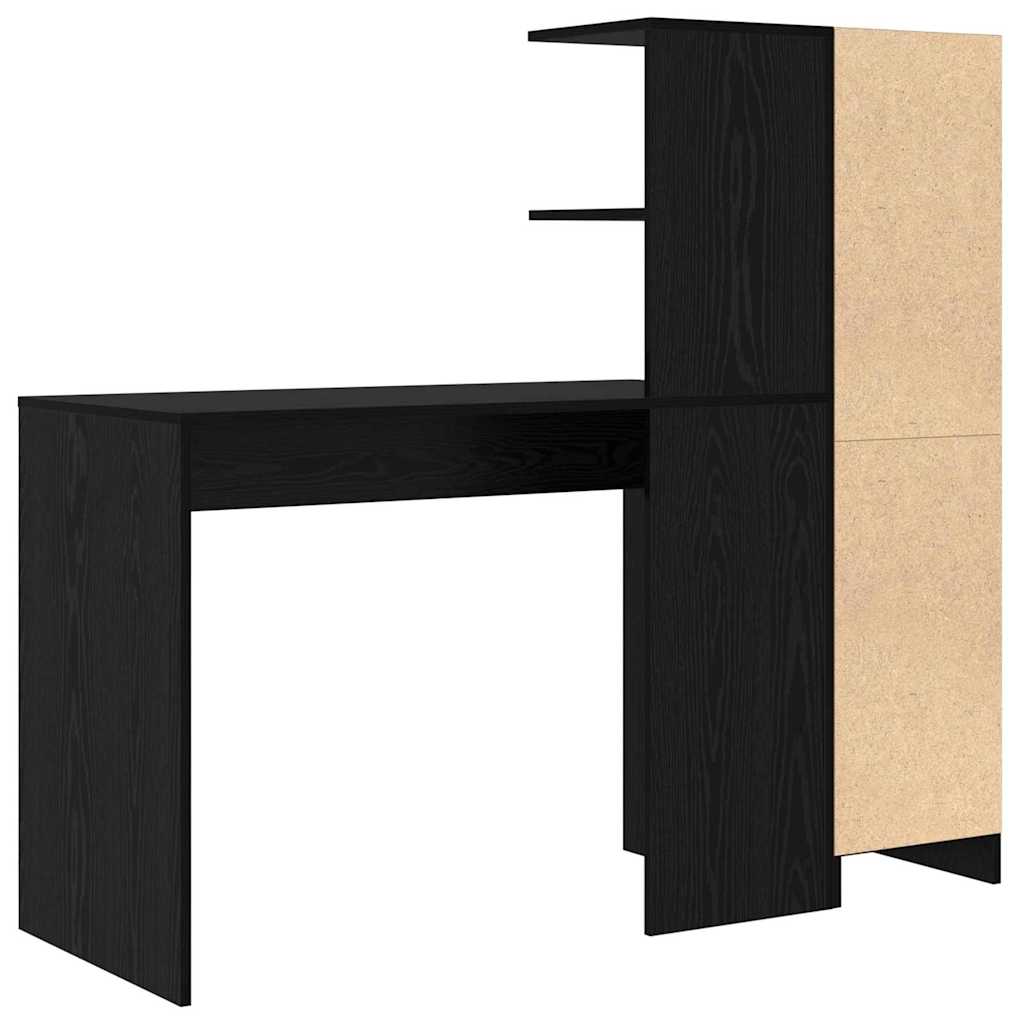 Skrivebord med opbevaring 2 pcs Sort eg 102 x 50 x 124 cm