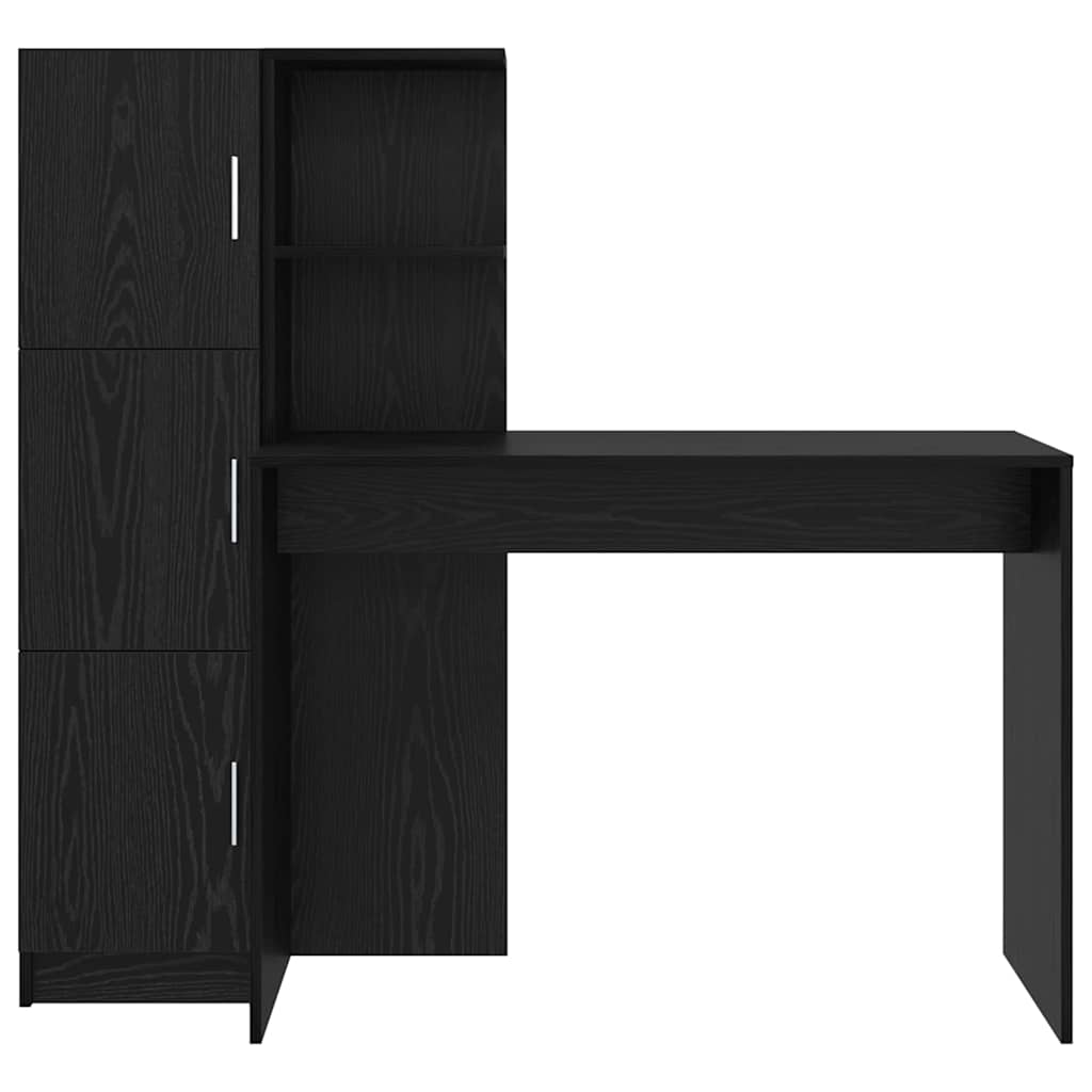 Skrivebord med opbevaring 2 pcs Sort eg 102 x 50 x 124 cm