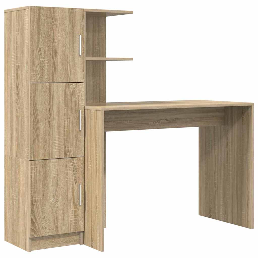Skrivebord med opbevaring 2 pcs Sonoma eg 102 x 50 x 124 cm