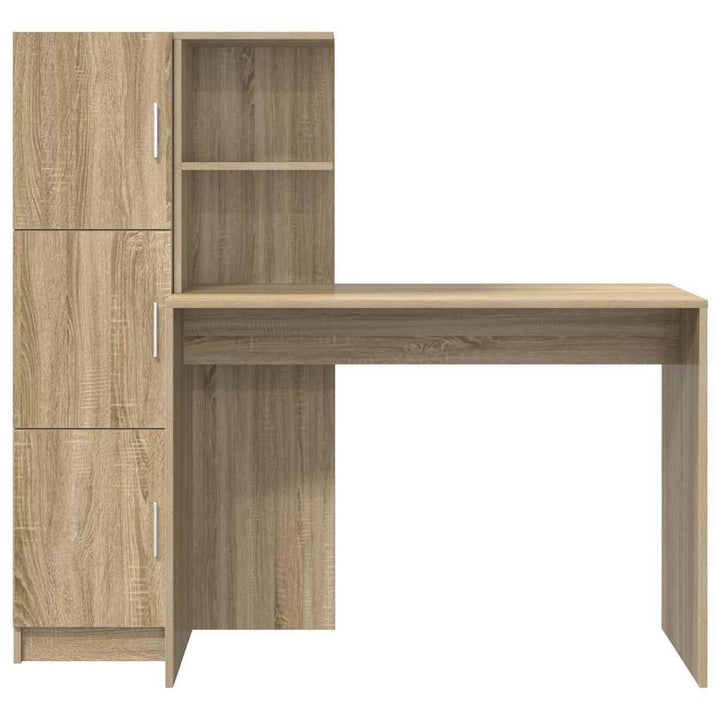 Skrivebord med opbevaring 2 pcs Sonoma eg 102 x 50 x 124 cm