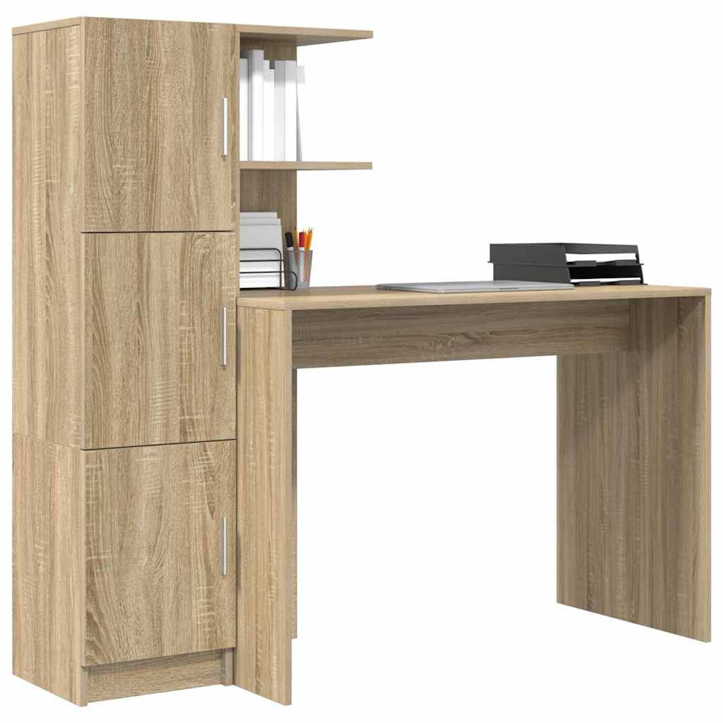 Skrivebord med opbevaring 2 pcs Sonoma eg 102 x 50 x 124 cm