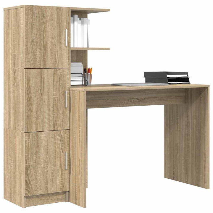 Skrivebord med opbevaring 2 pcs Sonoma eg 102 x 50 x 124 cm