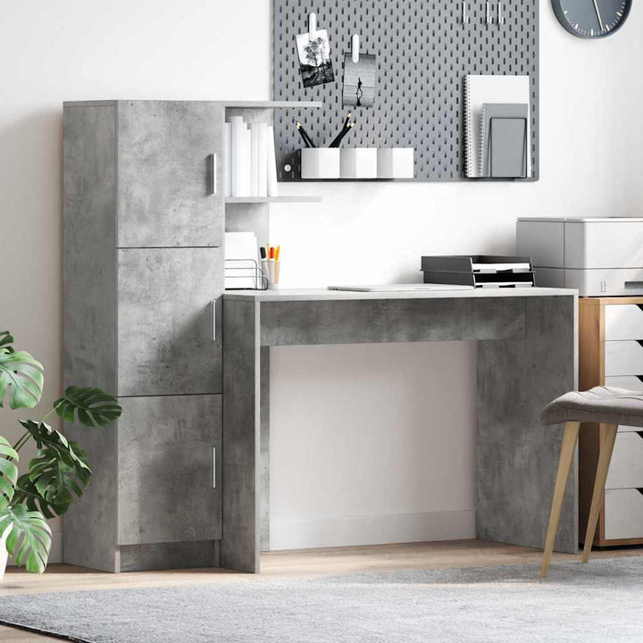 Skrivebord med opbevaring 2 pcs Beton Grå 102 x 50 x 124 cm