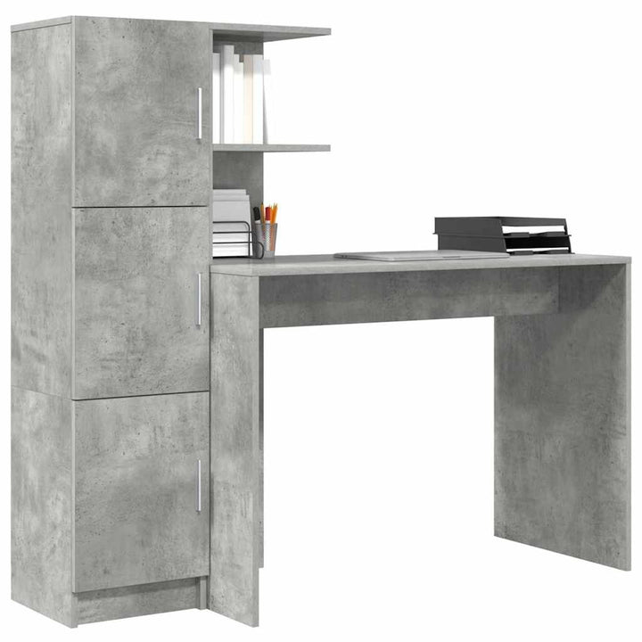 Skrivebord med opbevaring 2 pcs Beton Grå 102 x 50 x 124 cm