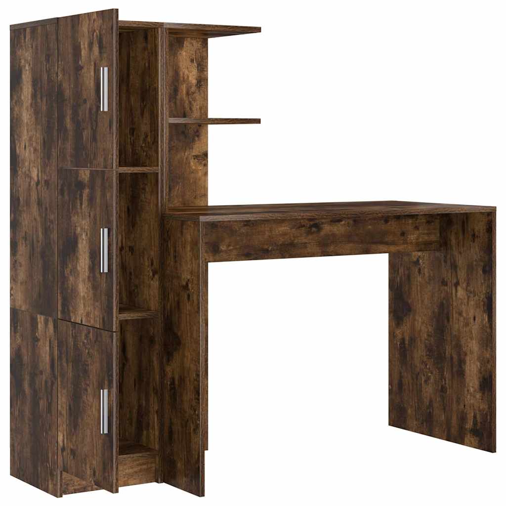 Skrivebord med opbevaring 2 pcs Røget eg 102 x 50 x 124 cm