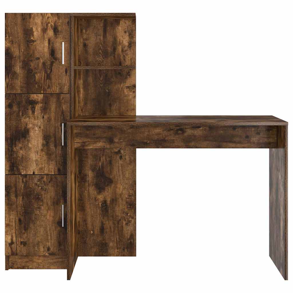 Skrivebord med opbevaring 2 pcs Røget eg 102 x 50 x 124 cm