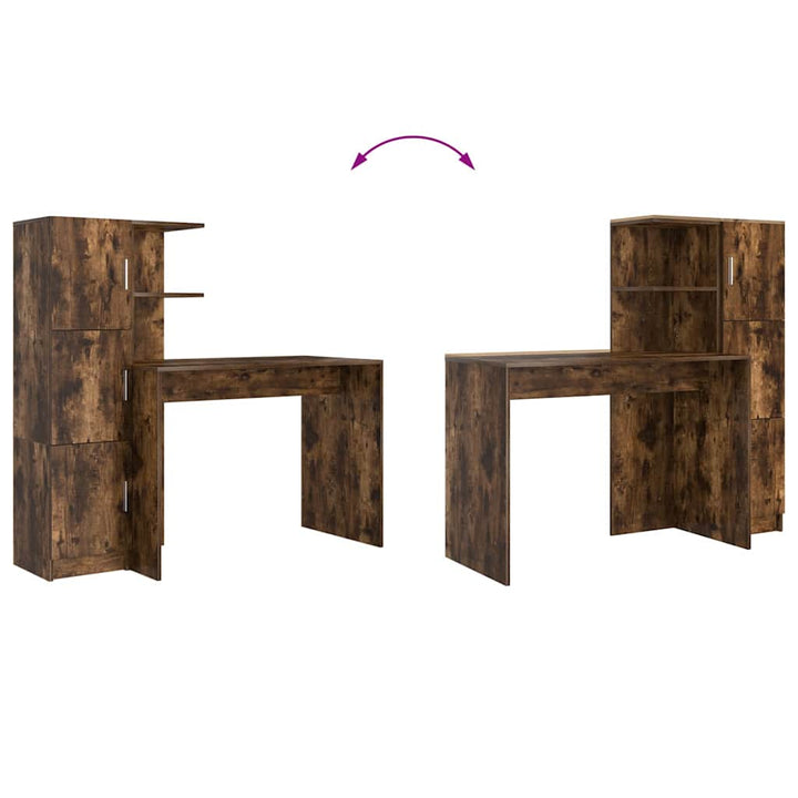 Skrivebord med opbevaring 2 pcs Røget eg 102 x 50 x 124 cm