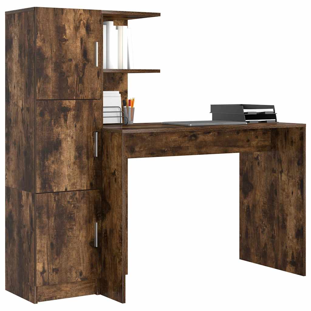 Skrivebord med opbevaring 2 pcs Røget eg 102 x 50 x 124 cm