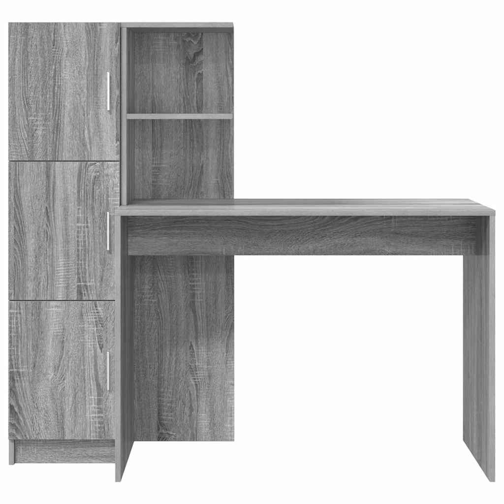 Skrivebord med opbevaring 2 pcs Grå sonoma-eg 102 x 50 x 124 cm