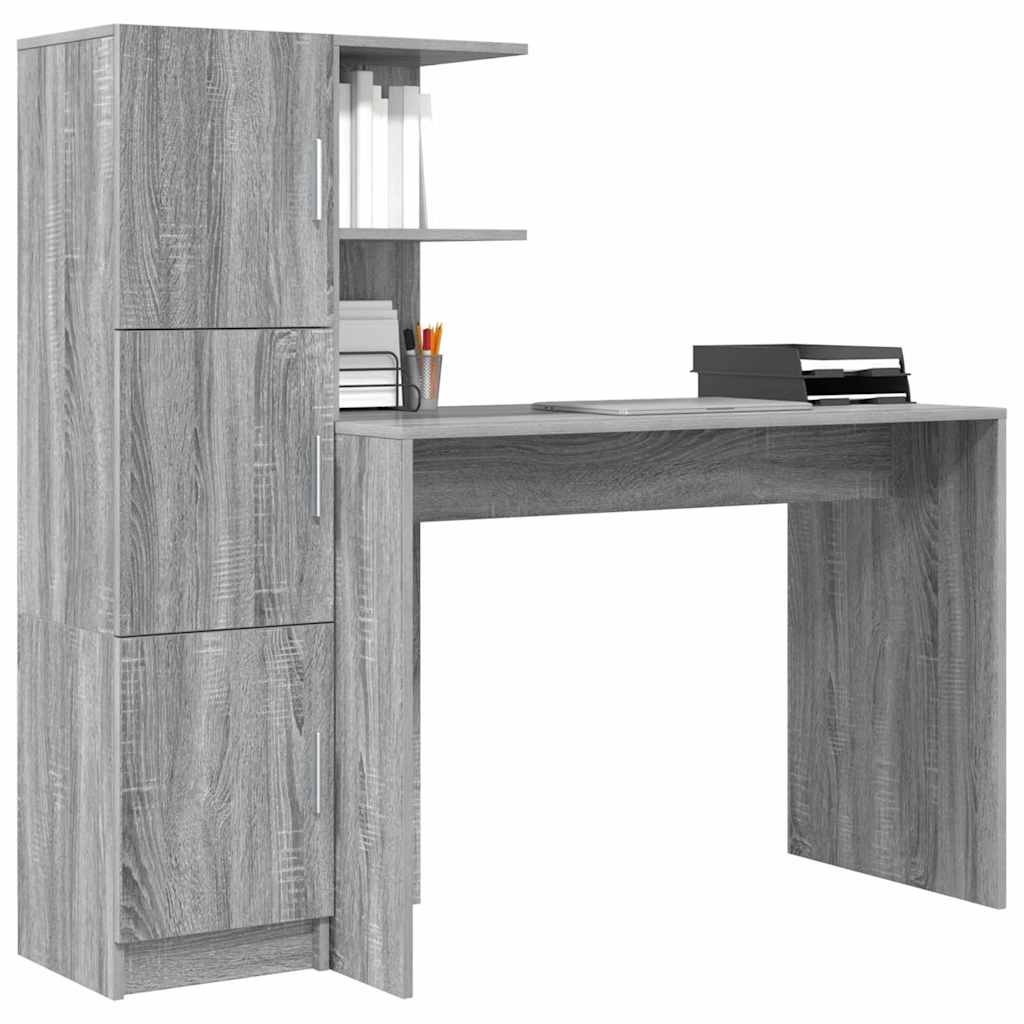Skrivebord med opbevaring 2 pcs Grå sonoma-eg 102 x 50 x 124 cm