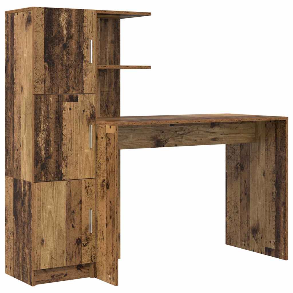 Skrivebord med opbevaring 2 pcs Gammelt træ 102 x 50 x 124 cm