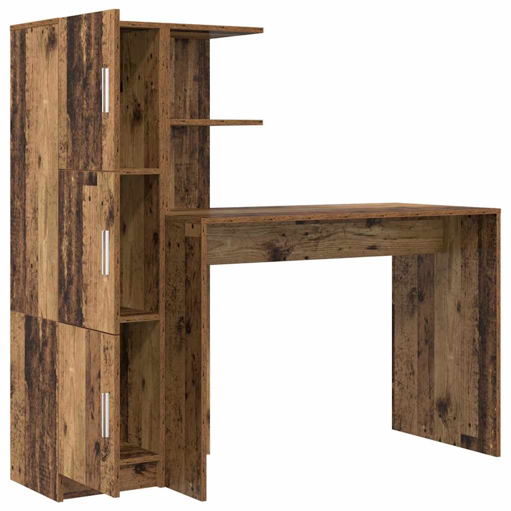 Skrivebord med opbevaring 2 pcs Gammelt træ 102 x 50 x 124 cm