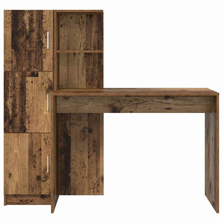 Skrivebord med opbevaring 2 pcs Gammelt træ 102 x 50 x 124 cm