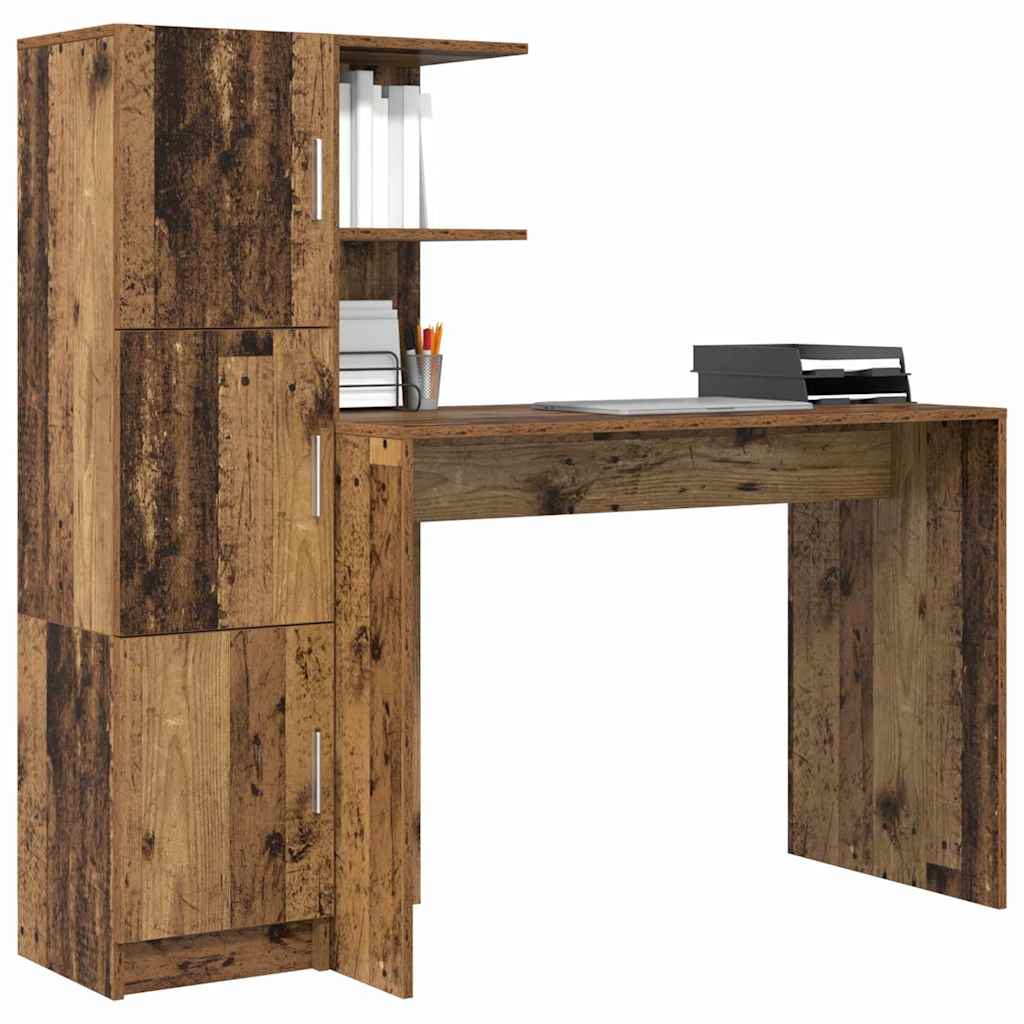 Skrivebord med opbevaring 2 pcs Gammelt træ 102 x 50 x 124 cm