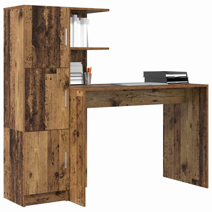 Skrivebord med opbevaring 2 pcs Gammelt træ 102 x 50 x 124 cm