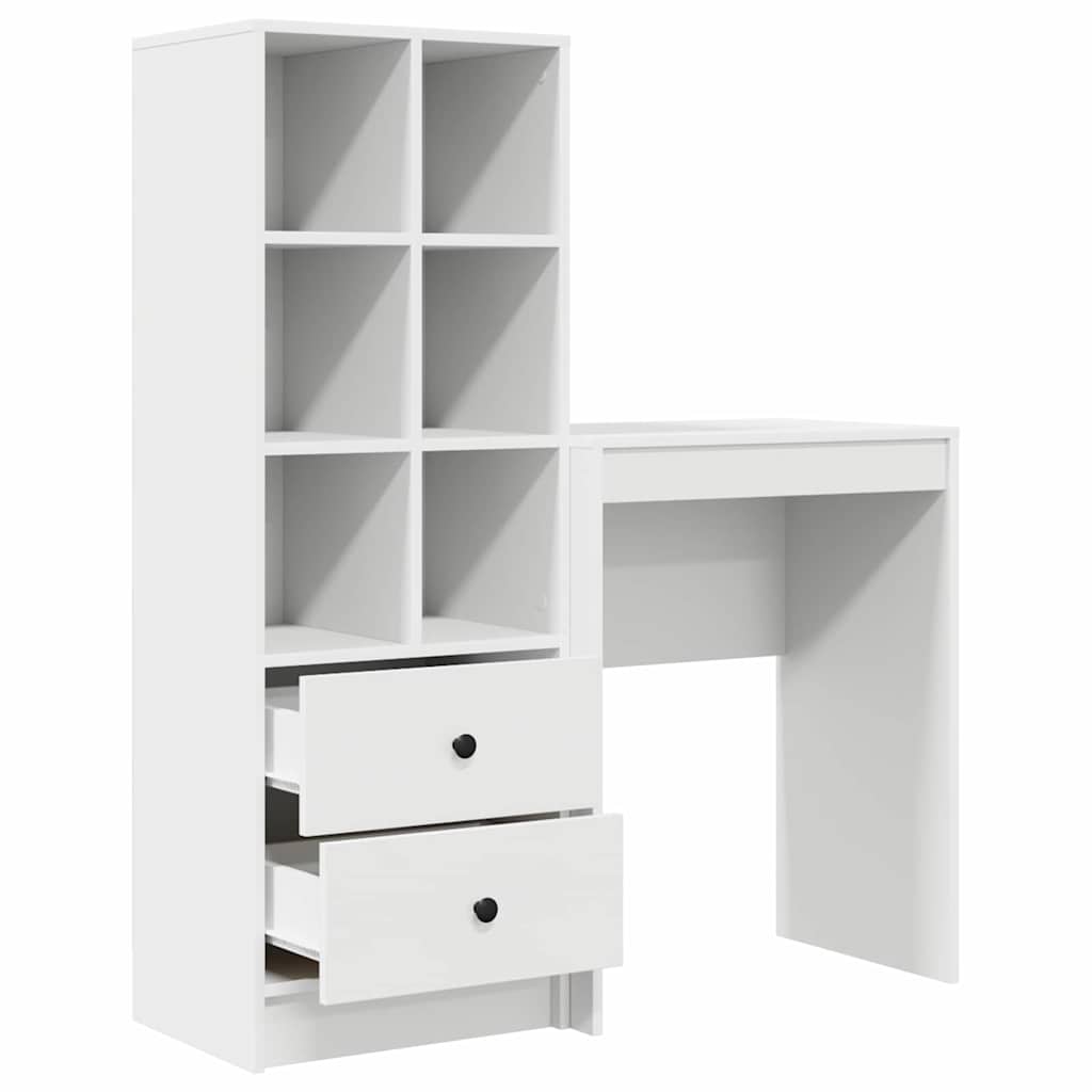 Skrivebord med opbevaring 2 pcs Hvid 45,5 x 34 x 127 cm