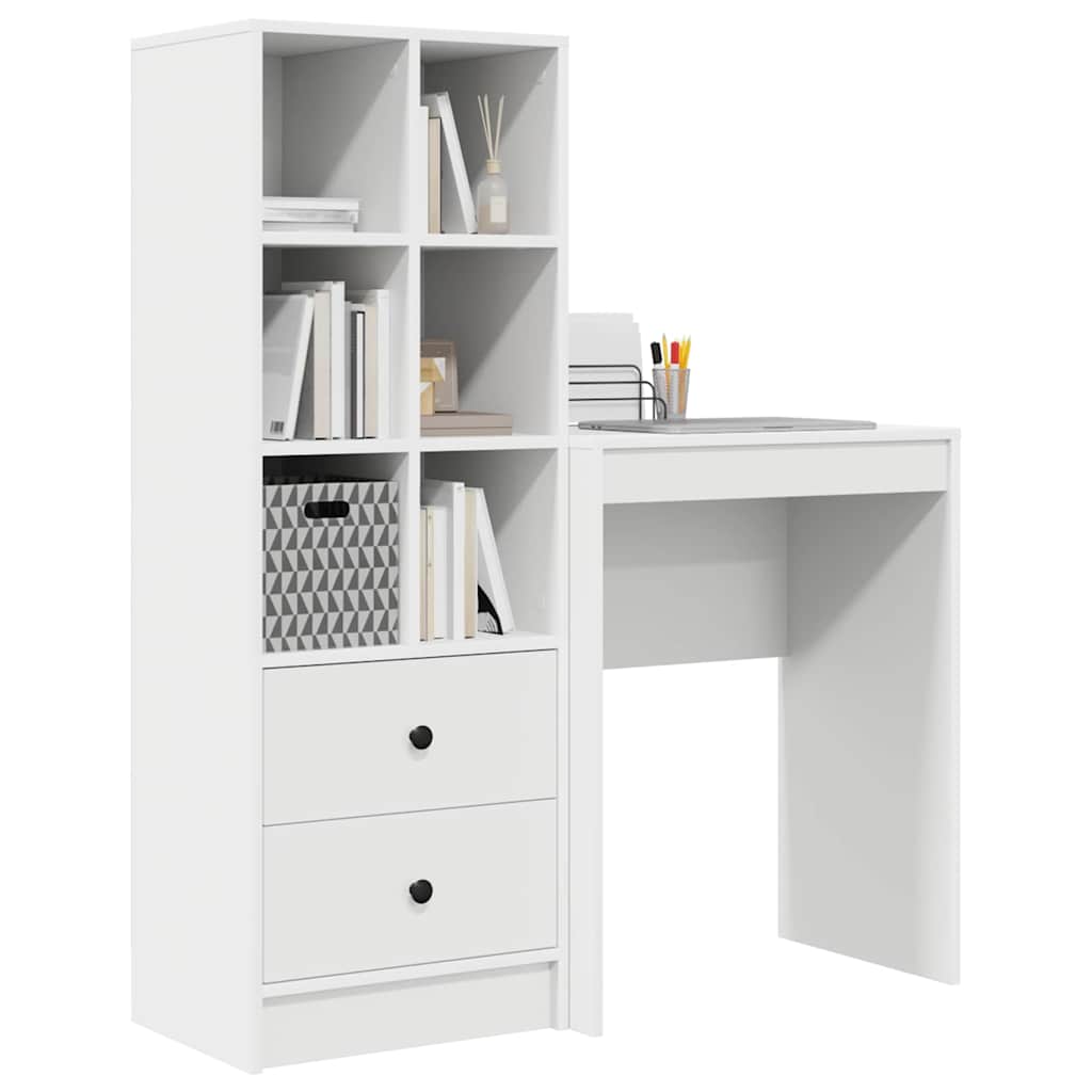 Skrivebord med opbevaring 2 pcs Hvid 45,5 x 34 x 127 cm