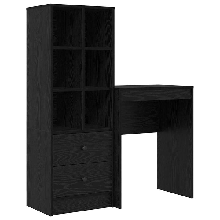 Skrivebord med opbevaring 2 pcs Sort eg 45,5 x 34 x 127 cm