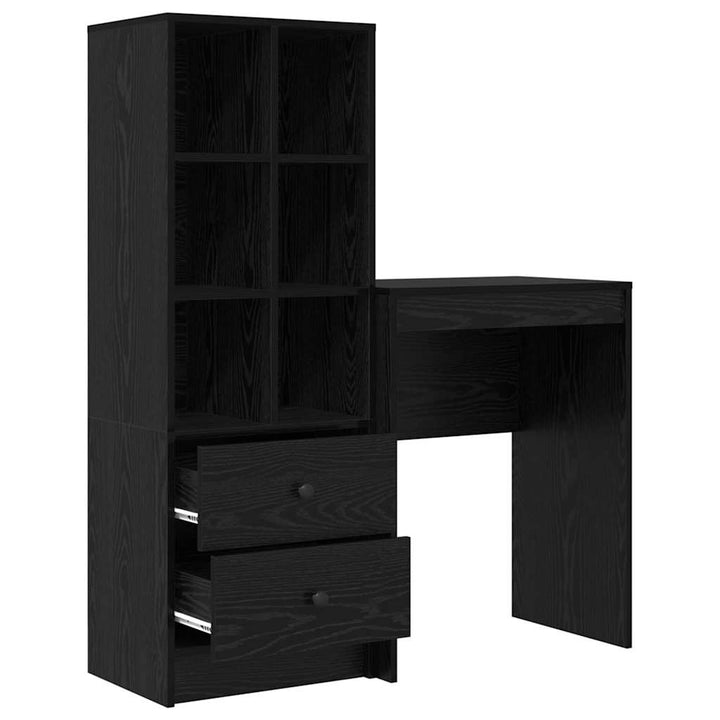 Skrivebord med opbevaring 2 pcs Sort eg 45,5 x 34 x 127 cm