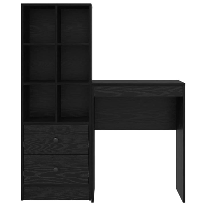 Skrivebord med opbevaring 2 pcs Sort eg 45,5 x 34 x 127 cm