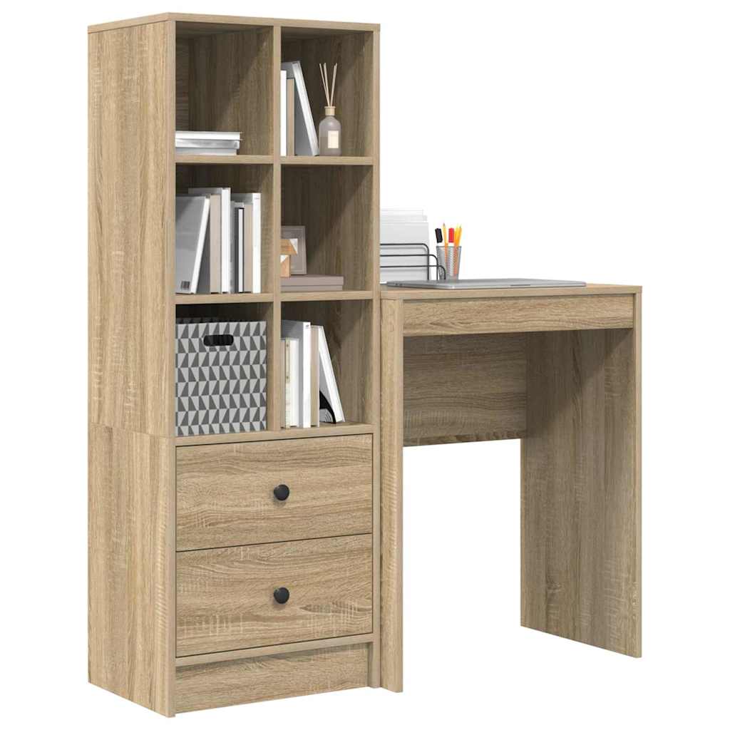 Skrivebord med opbevaring 2 pcs Sonoma eg 45,5 x 34 x 127 cm