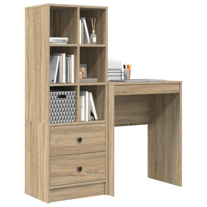 Skrivebord med opbevaring 2 pcs Sonoma eg 45,5 x 34 x 127 cm