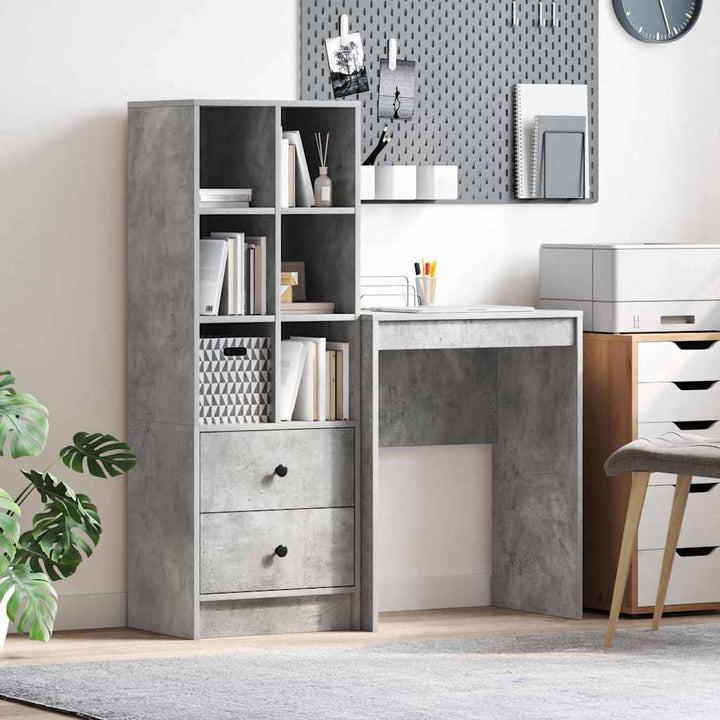 Skrivebord med opbevaring 2 pcs Beton Grå 45,5 x 34 x 127 cm