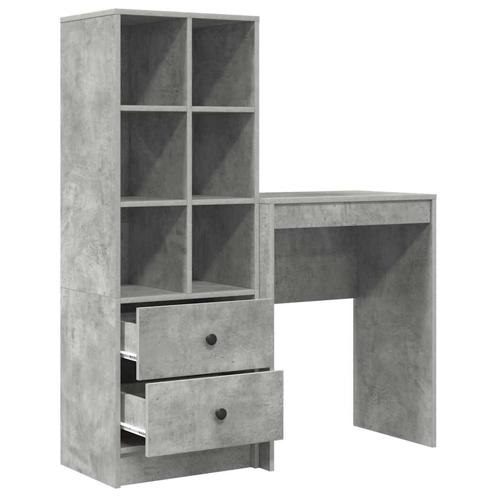 Skrivebord med opbevaring 2 pcs Beton Grå 45,5 x 34 x 127 cm