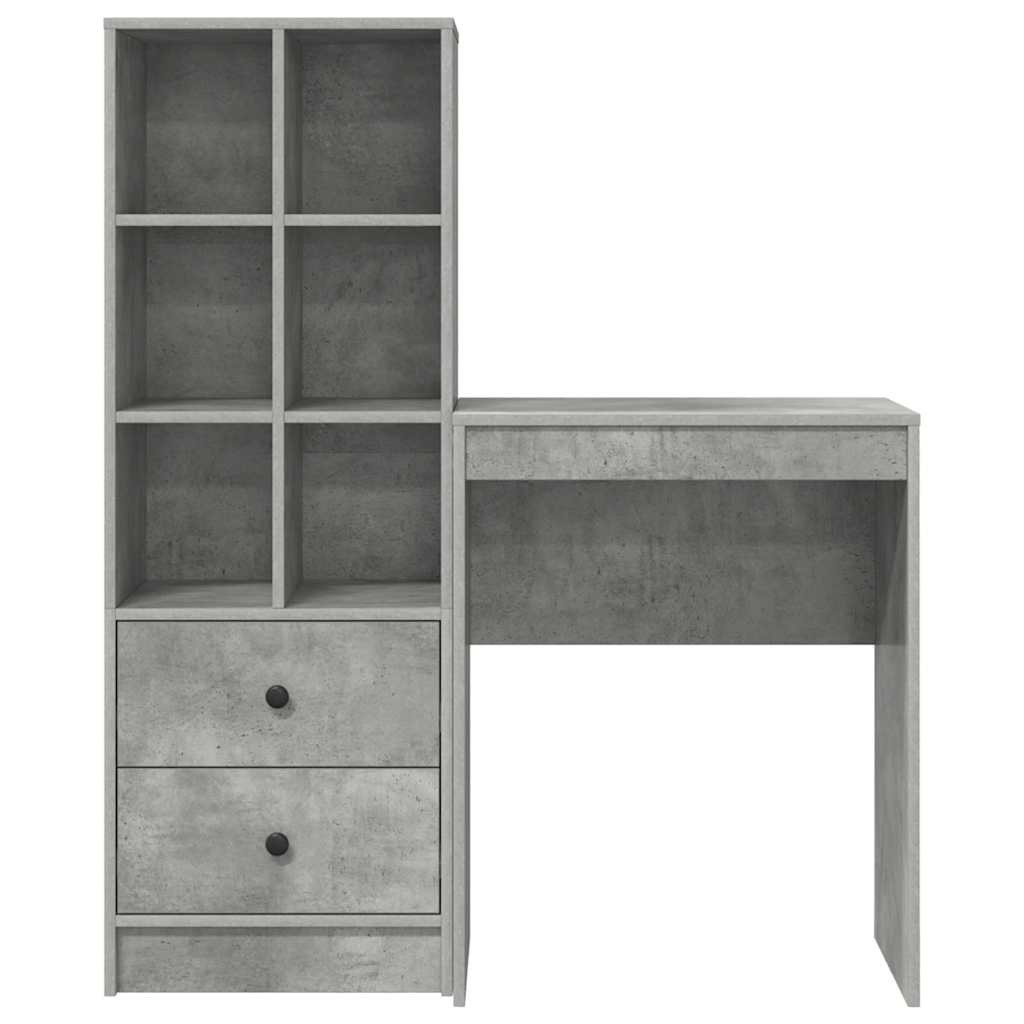 Skrivebord med opbevaring 2 pcs Beton Grå 45,5 x 34 x 127 cm