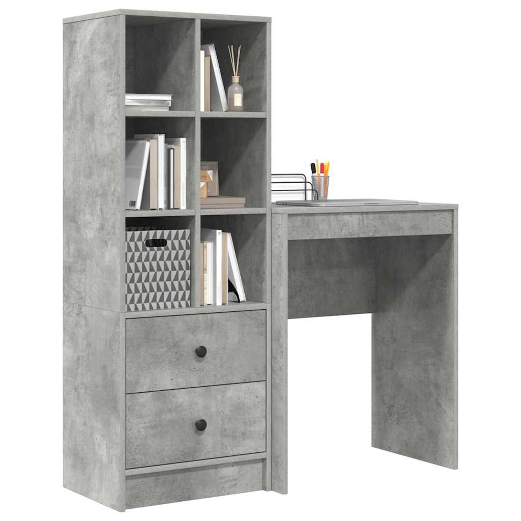 Skrivebord med opbevaring 2 pcs Beton Grå 45,5 x 34 x 127 cm