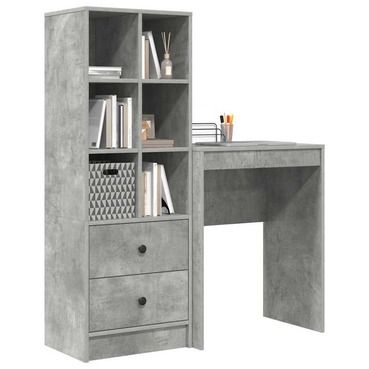 Skrivebord med opbevaring 2 pcs Beton Grå 45,5 x 34 x 127 cm
