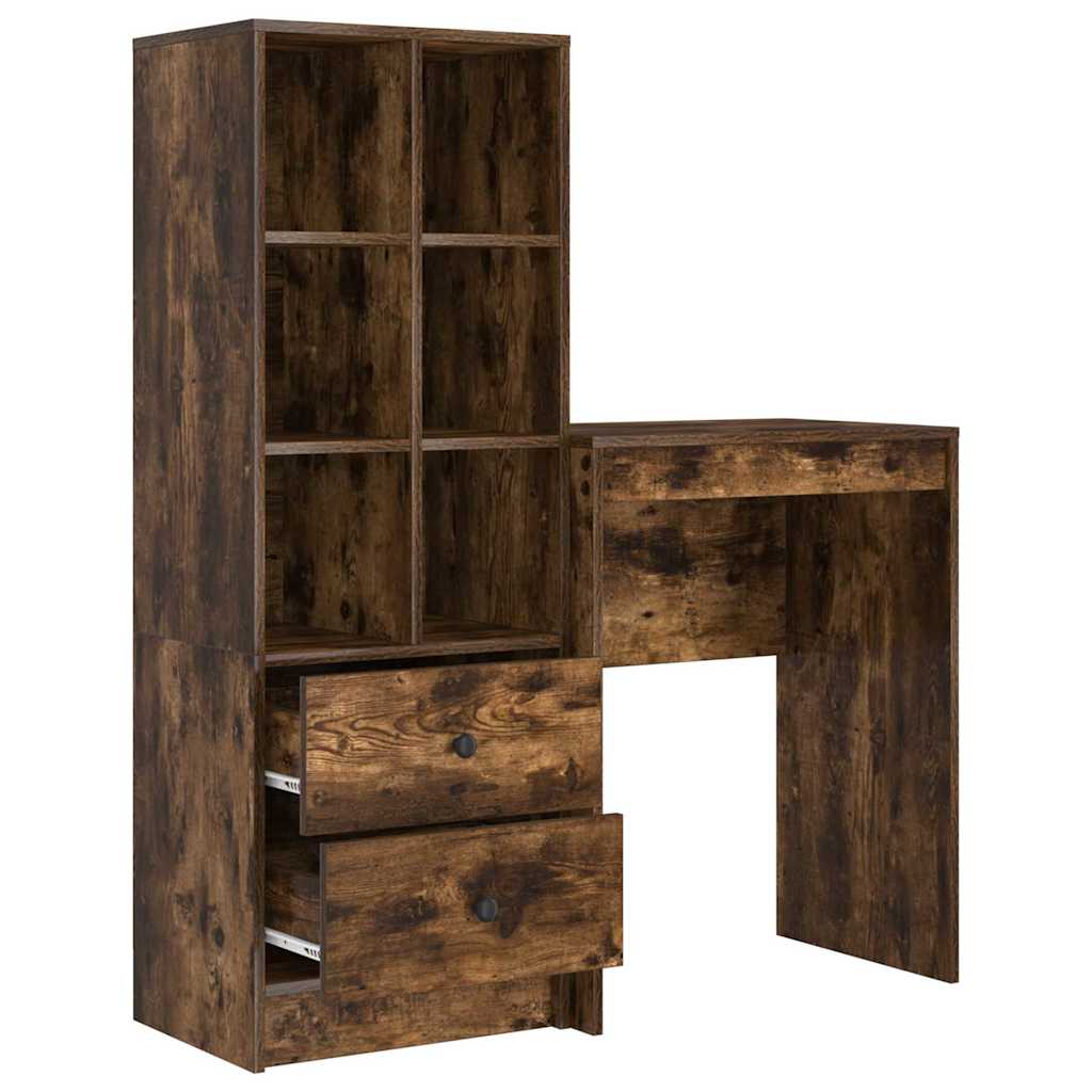 Skrivebord med opbevaring 2 pcs Røget eg 45,5 x 34 x 127 cm