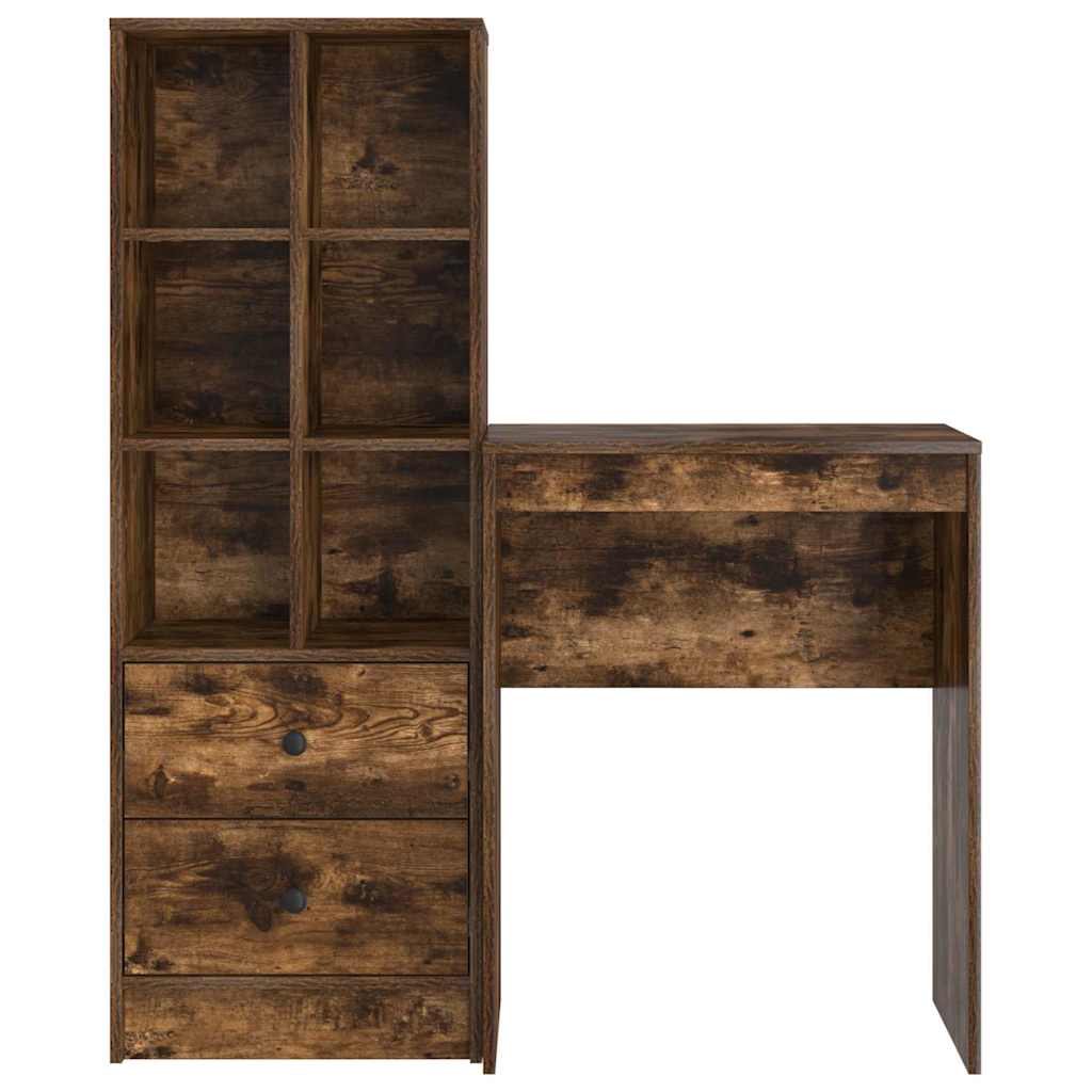 Skrivebord med opbevaring 2 pcs Røget eg 45,5 x 34 x 127 cm