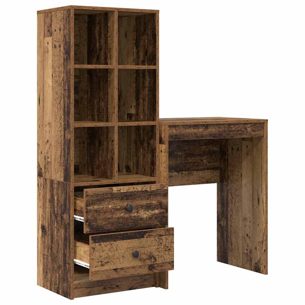 Skrivebord med opbevaring 2 pcs Gammelt træ 45,5 x 34 x 127 cm