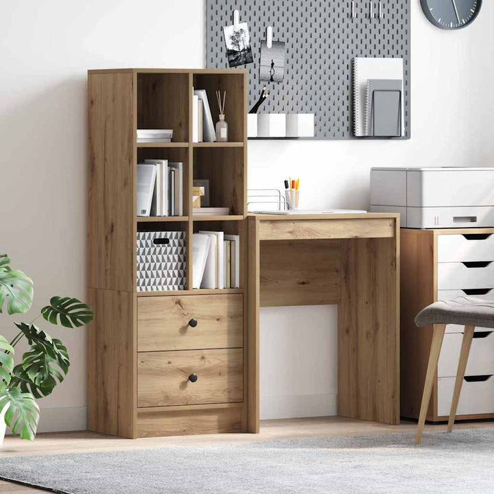 Skrivebord med opbevaring 2 pcs artisan eg 45,5 x 34 x 127 cm