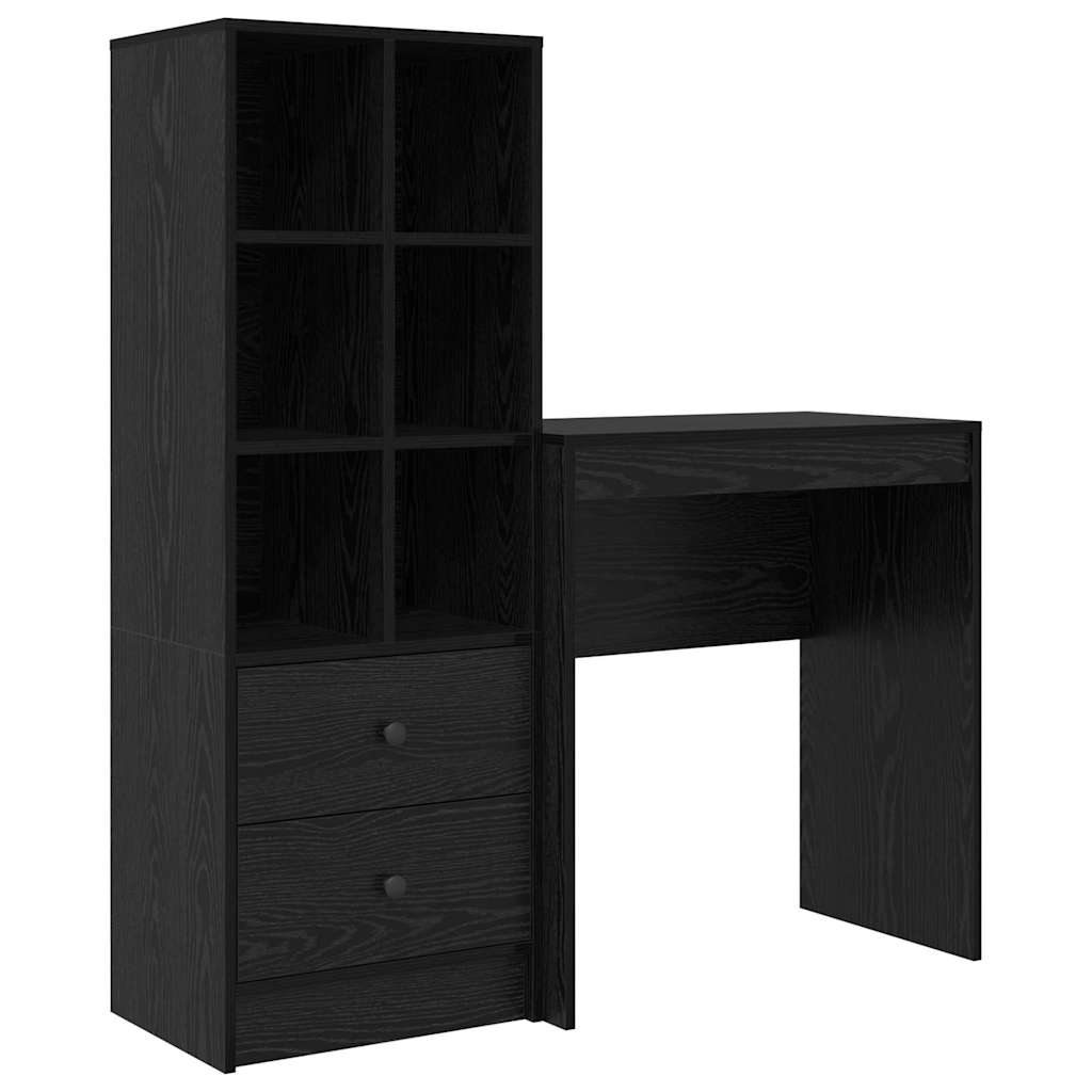 Skrivebord med opbevaring 2 pcs Sort eg 70 x 40 x 76 cm