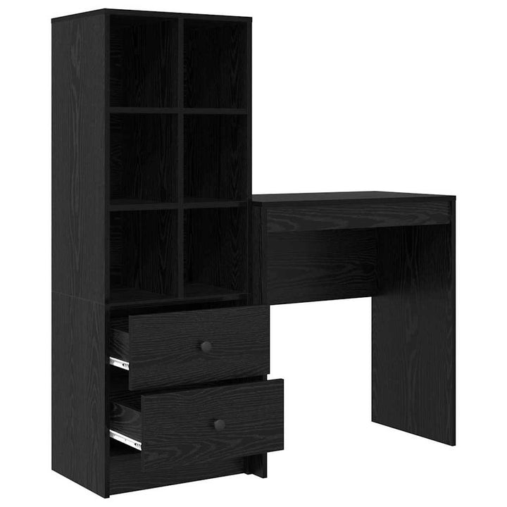 Skrivebord med opbevaring 2 pcs Sort eg 70 x 40 x 76 cm