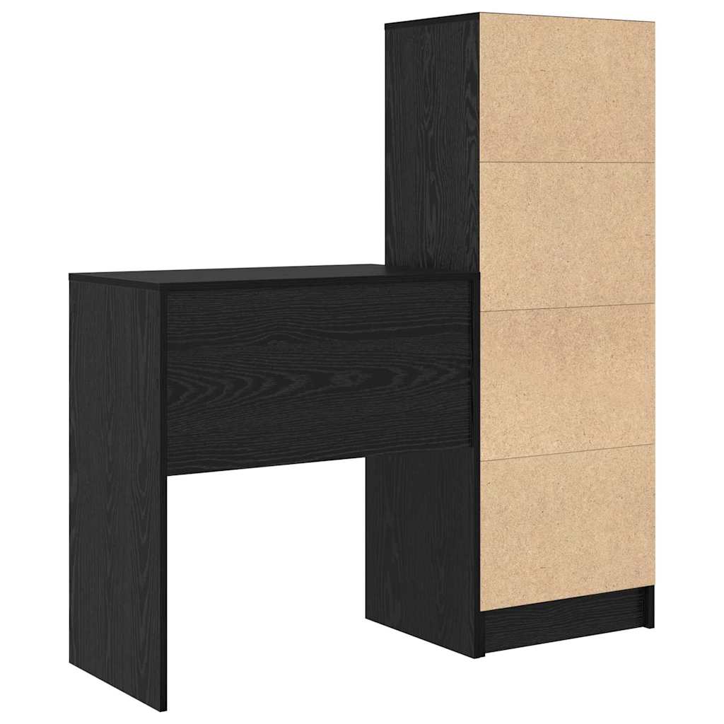 Skrivebord med opbevaring 2 pcs Sort eg 70 x 40 x 76 cm