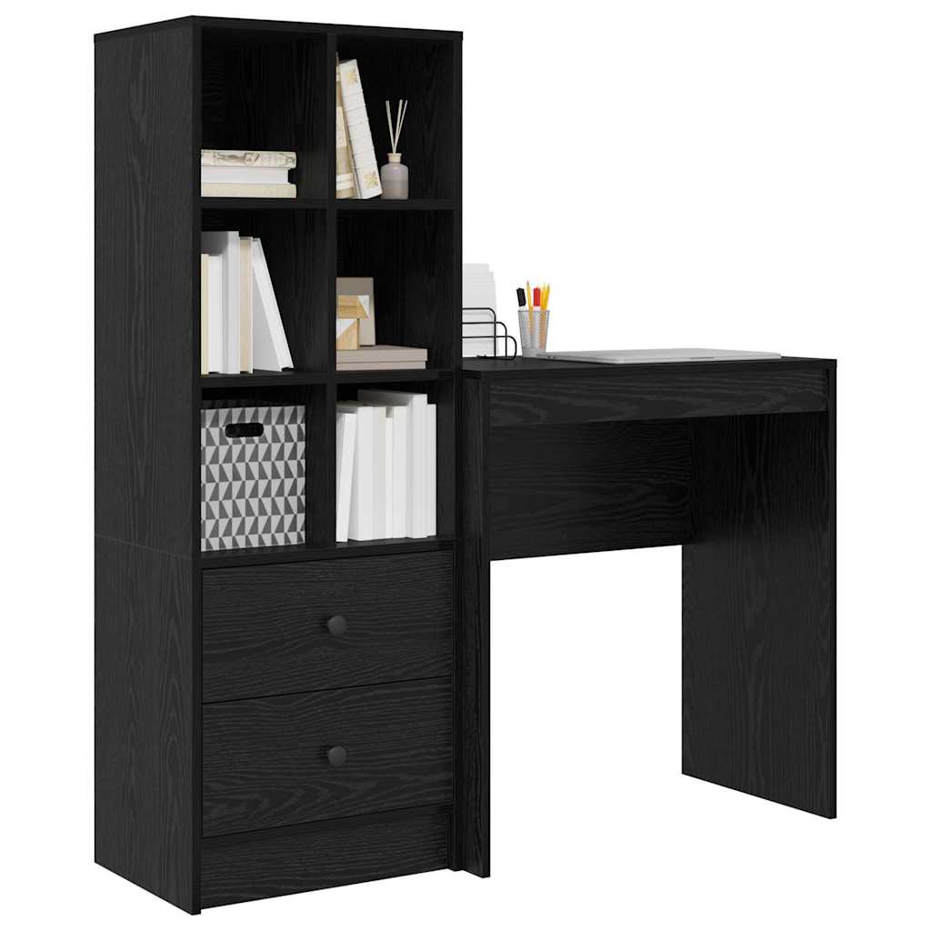 Skrivebord med opbevaring 2 pcs Sort eg 70 x 40 x 76 cm