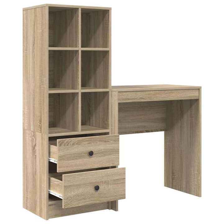 Skrivebord med opbevaring 2 pcs Sonoma eg 70 x 40 x 76 cm
