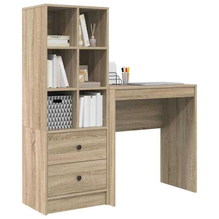 Skrivebord med opbevaring 2 pcs Sonoma eg 70 x 40 x 76 cm