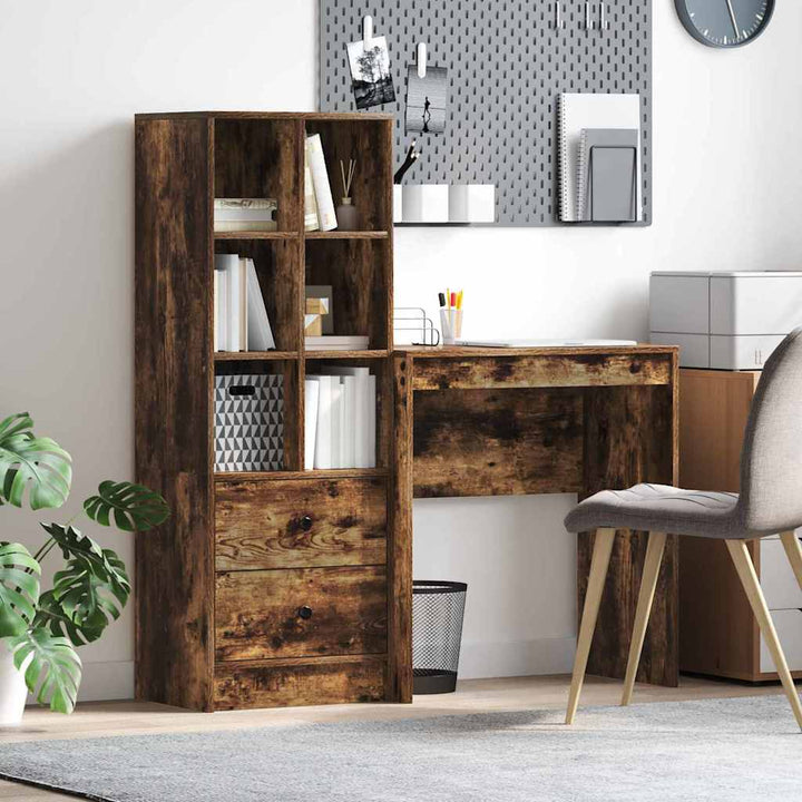 Skrivebord med opbevaring 2 pcs Røget eg 70 x 40 x 76 cm