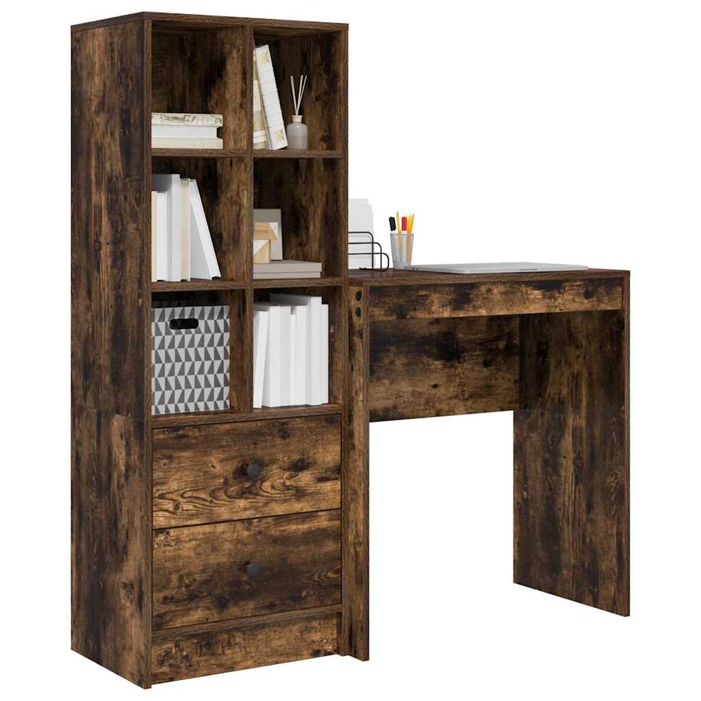 Skrivebord med opbevaring 2 pcs Røget eg 70 x 40 x 76 cm