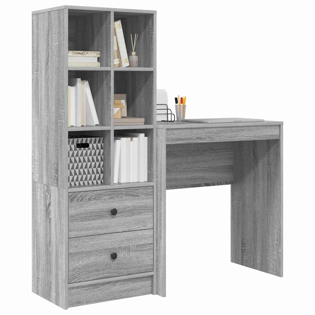Skrivebord med opbevaring 2 pcs Grå sonoma-eg 70 x 40 x 76 cm