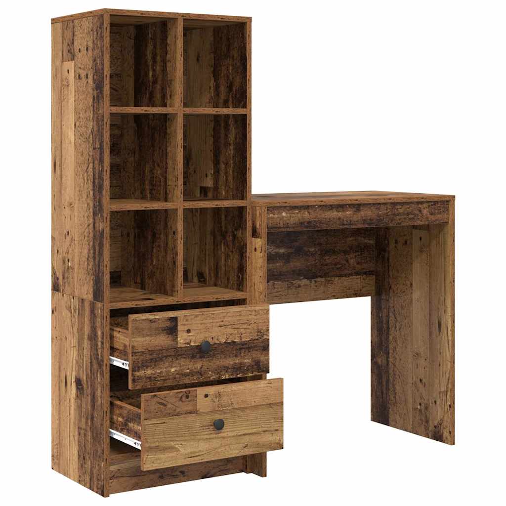 Skrivebord med opbevaring 2 pcs Gammelt træ 70 x 40 x 76 cm
