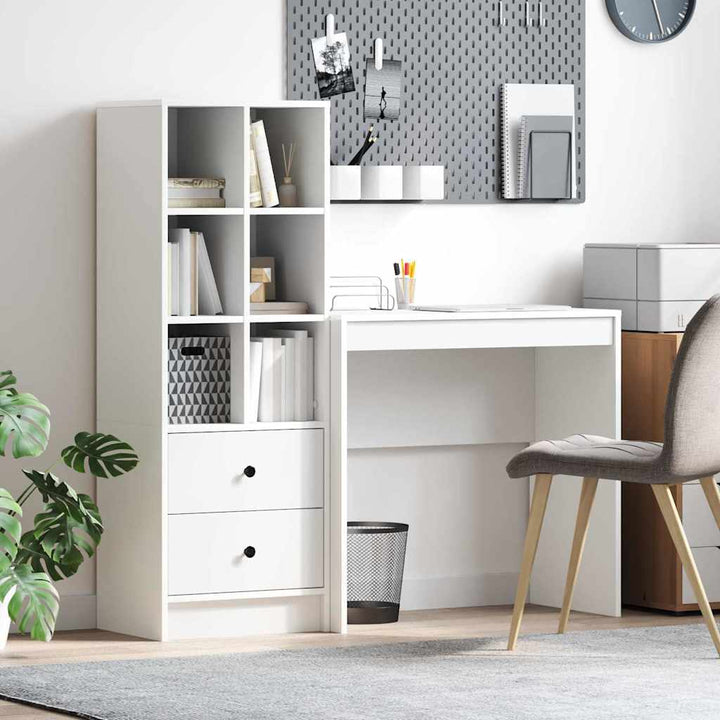 Skrivebord med opbevaring med skuffe 2 pcs Hvid 80 x 40 x 76 cm