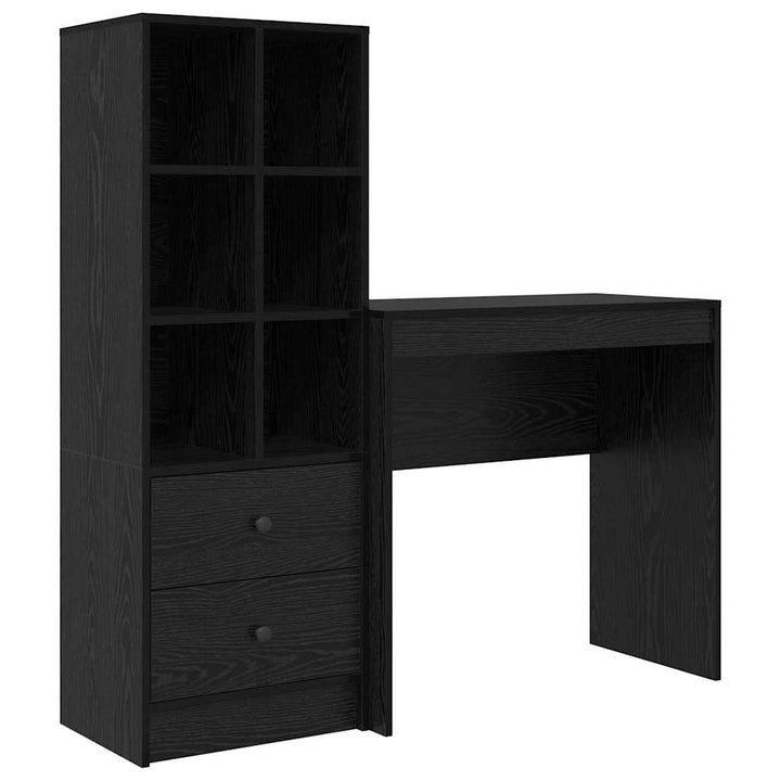 Skrivebord med opbevaring 2 pcs Sort eg 80 x 40 x 76 cm
