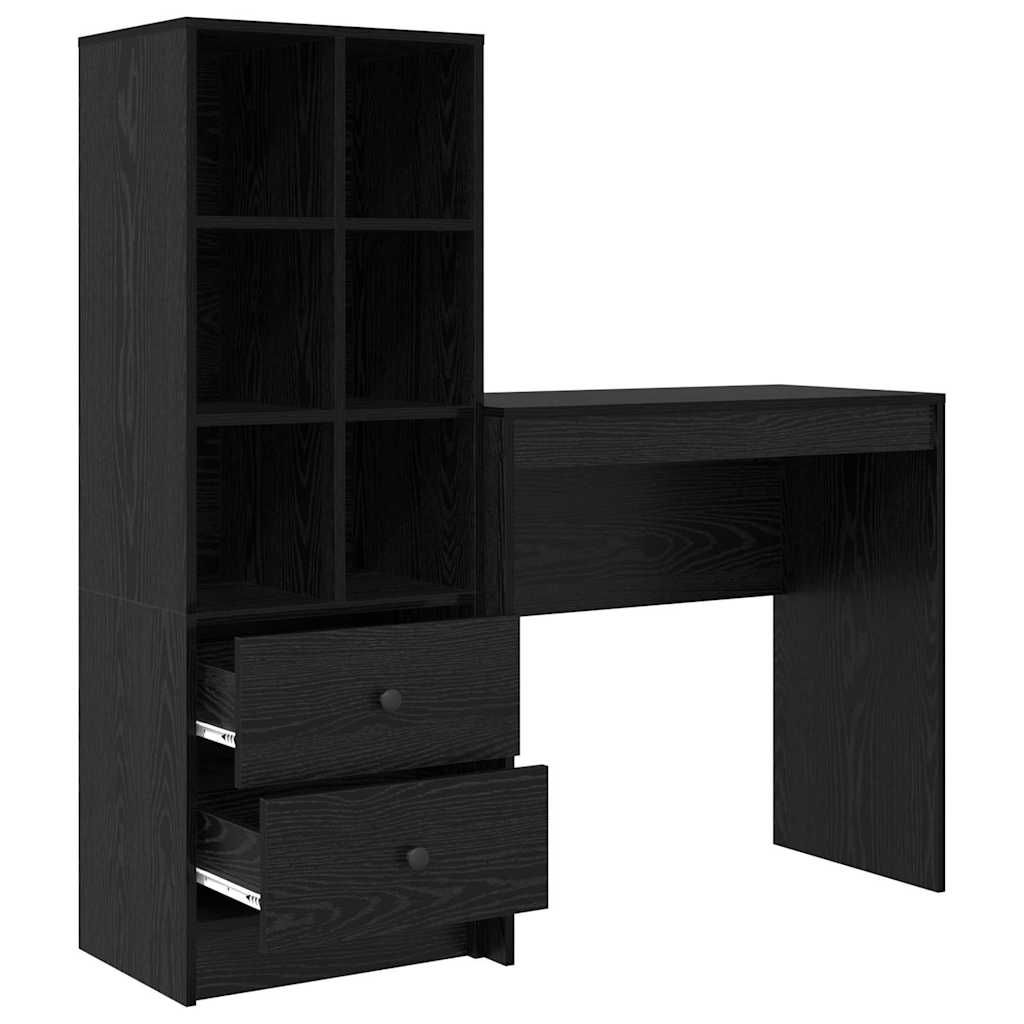 Skrivebord med opbevaring 2 pcs Sort eg 80 x 40 x 76 cm