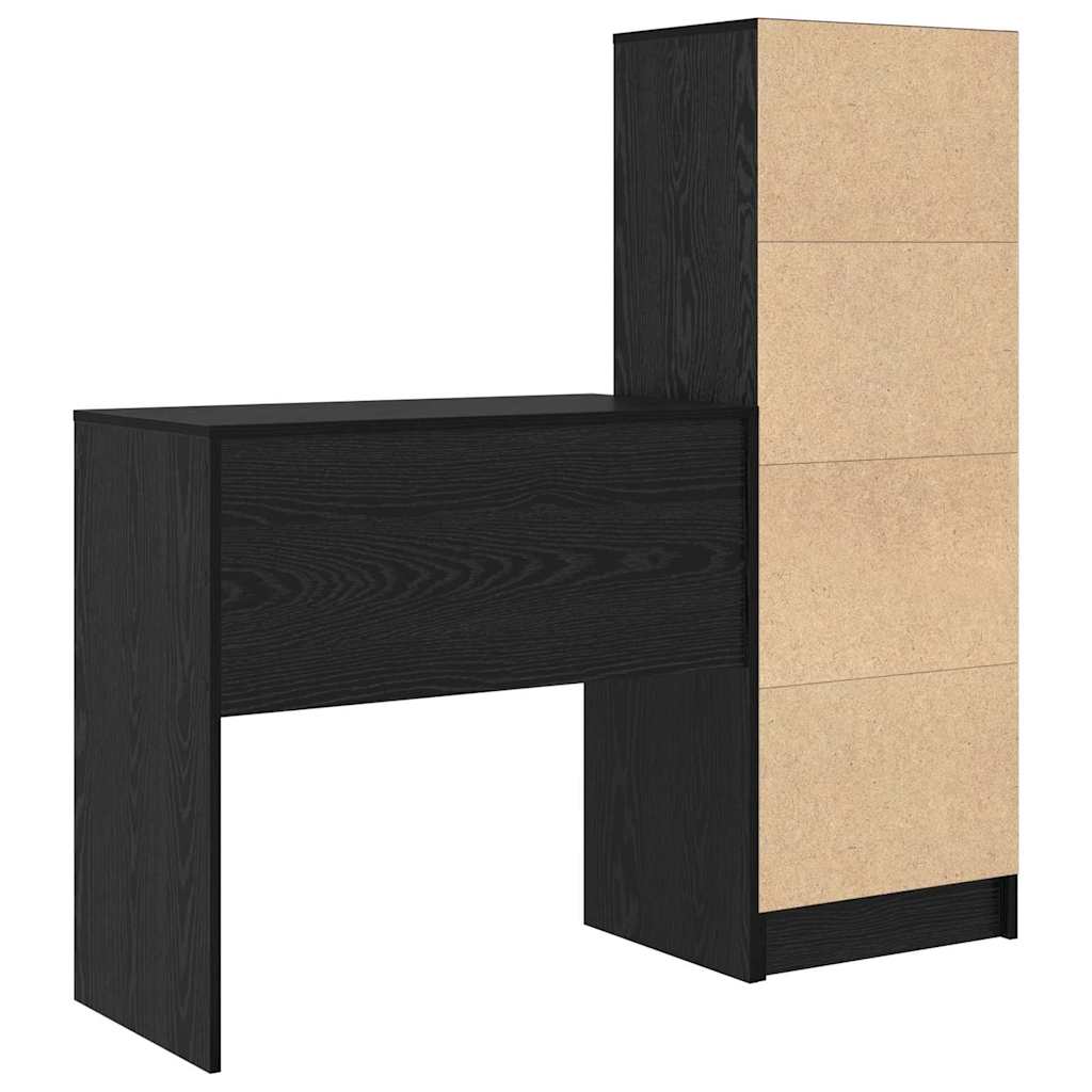 Skrivebord med opbevaring 2 pcs Sort eg 80 x 40 x 76 cm